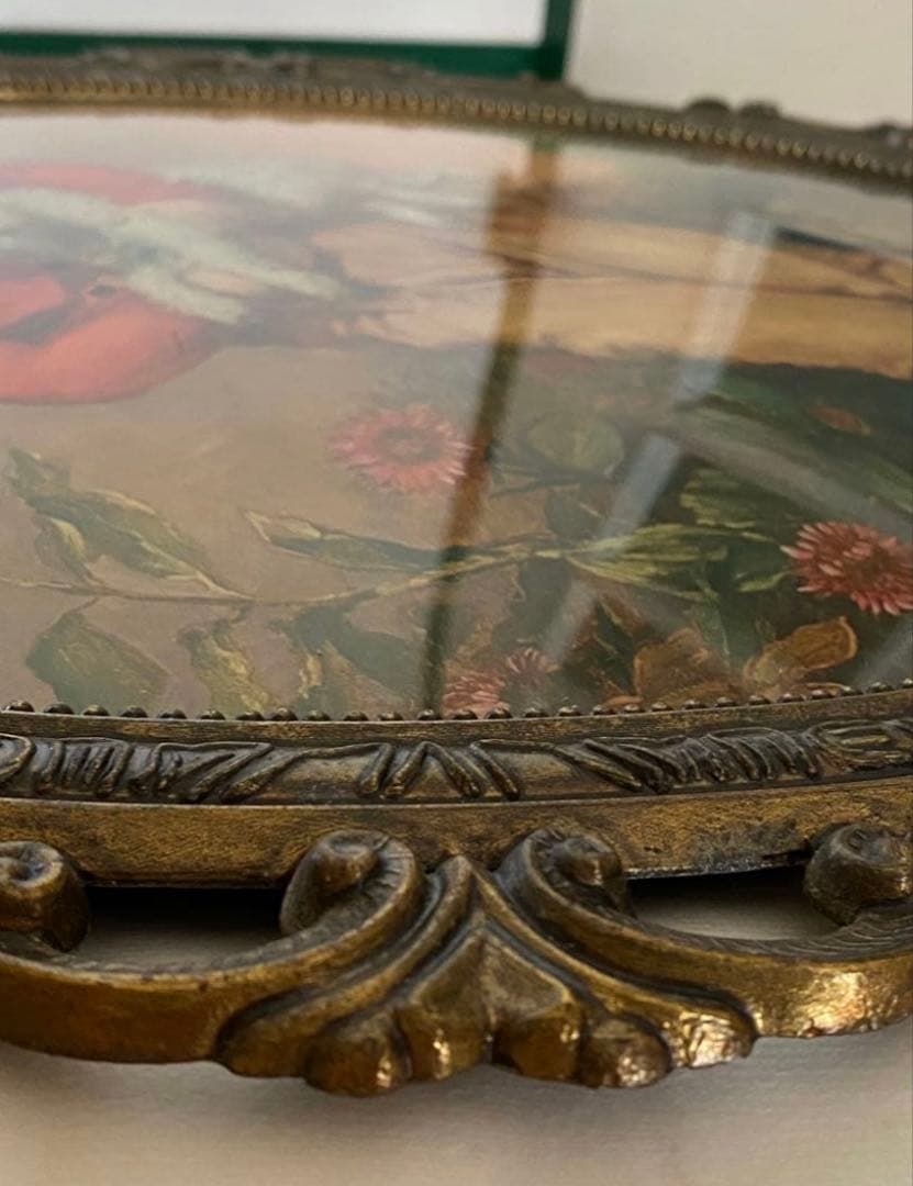 犬を抱いた少年　額装　Italy製