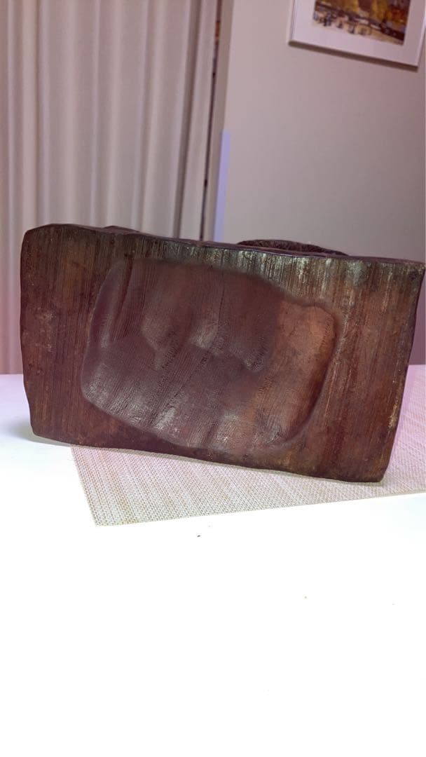 木製 クマと子クマの彫刻 約30cm