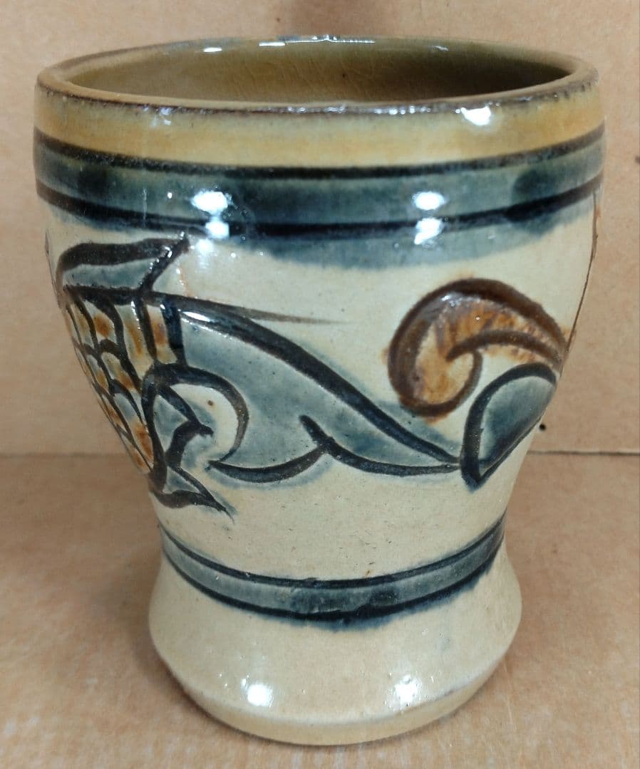 最高傑作【本物保証】人間国宝 金城次郎 壷屋焼ゴブレット 栞 共箱 美品 壺屋焼