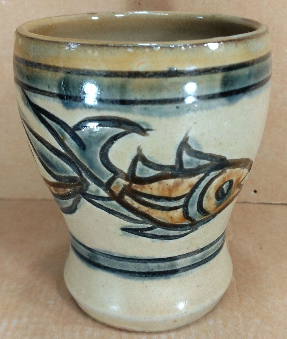 最高傑作【本物保証】人間国宝 金城次郎 壷屋焼ゴブレット 栞 共箱 美品 壺屋焼