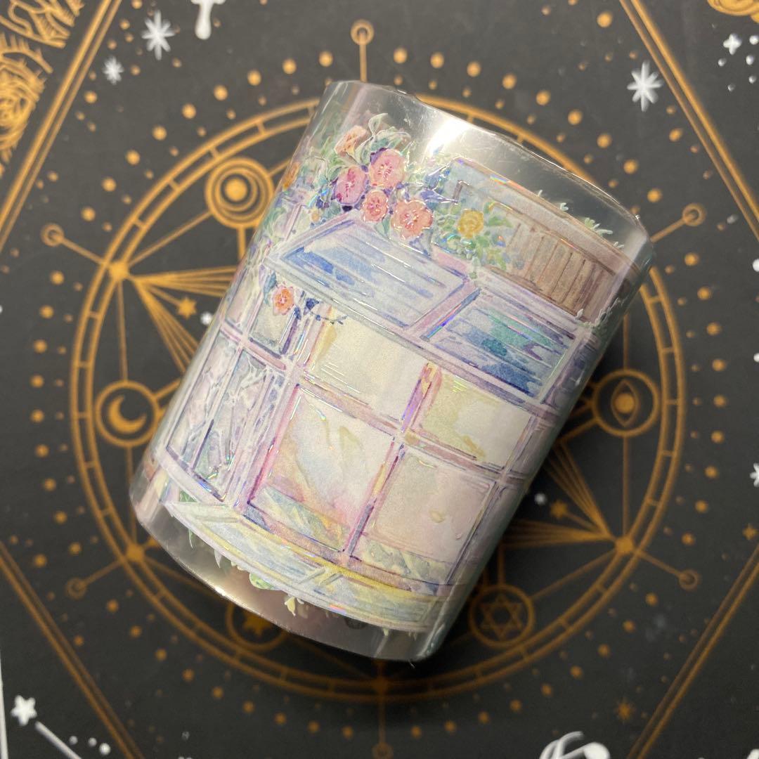 【F1】海外　10m巻　貝殻光マスキングテープ　背景系/装飾系/お花系