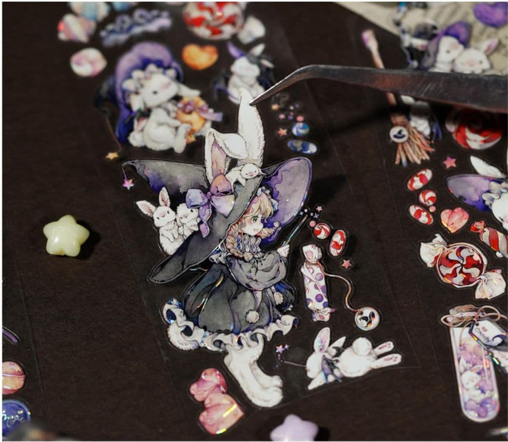 J1017＃兔灵唤魔使(模切贝壳光)野葵切り売り海外人物マステ女の子