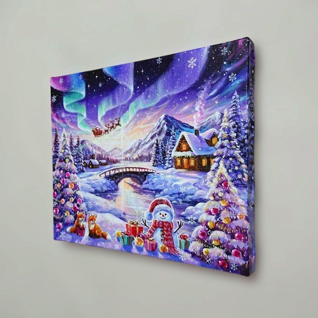 k*☆様 【オーロラの煌めき】アクリル画 F3 風景画 絵画