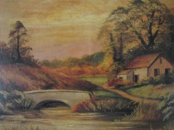 国沢新九郎、英国風景（初春郊外）、希少な画集より、新品高級額・額装付