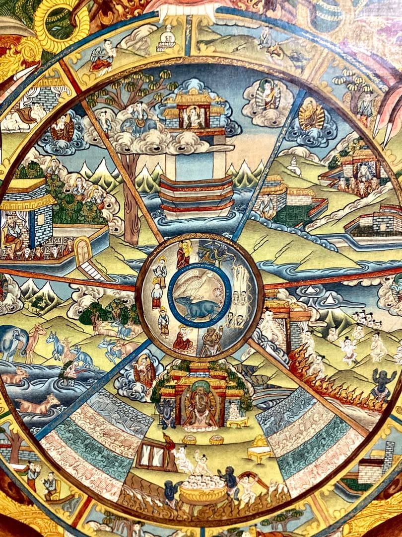 チベット　曼荼羅　マンダラ　仏画　(4) タンカ　掛軸　観音　菩薩　如来