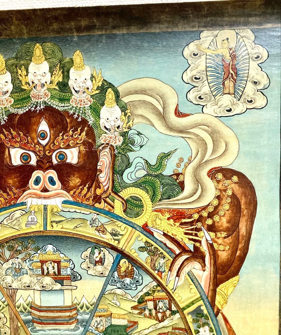 チベット　曼荼羅　マンダラ　仏画　(4) タンカ　掛軸　観音　菩薩　如来