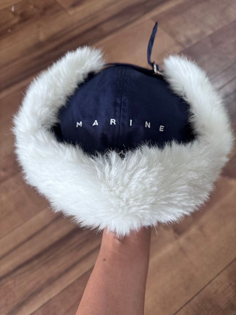 MARINE ファー付きキャップ ネイビー