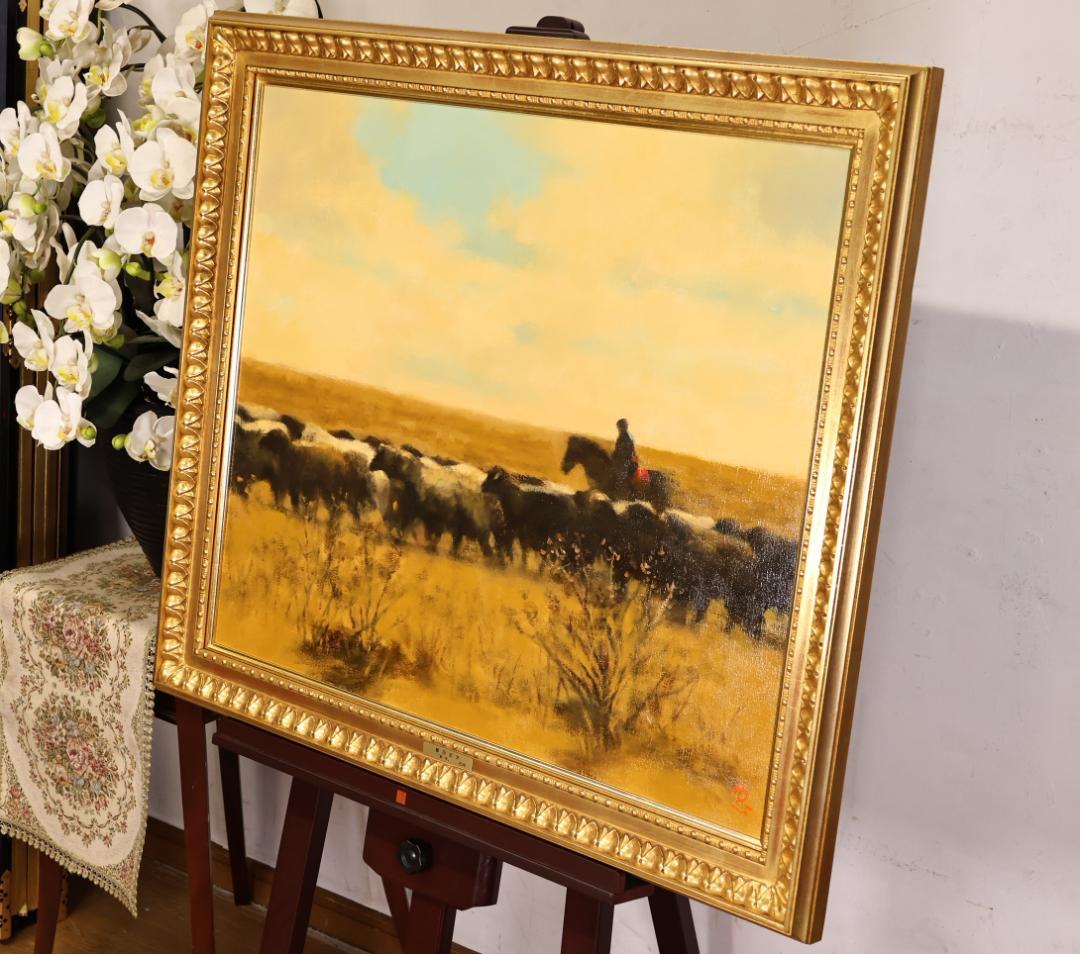 真作　藤田忠夫 「 郡羊 」 油彩F20号　 師:小磯良平　風土会　BJ240