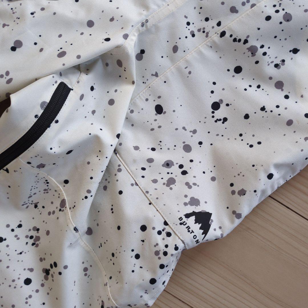 美品　Burton スノーボードウェア ホワイト スプラッター　ビブパンツ