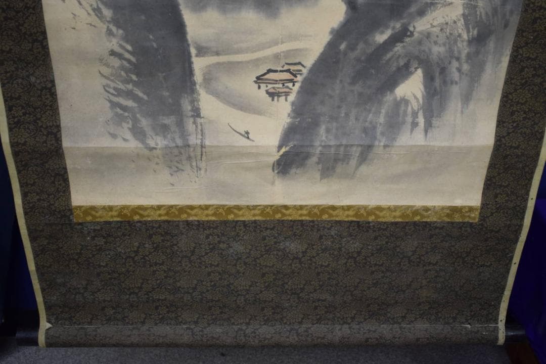 真作/谷文晁/山水図/大幅/源覚三の桐極箱付/布袋屋掛軸HG-752