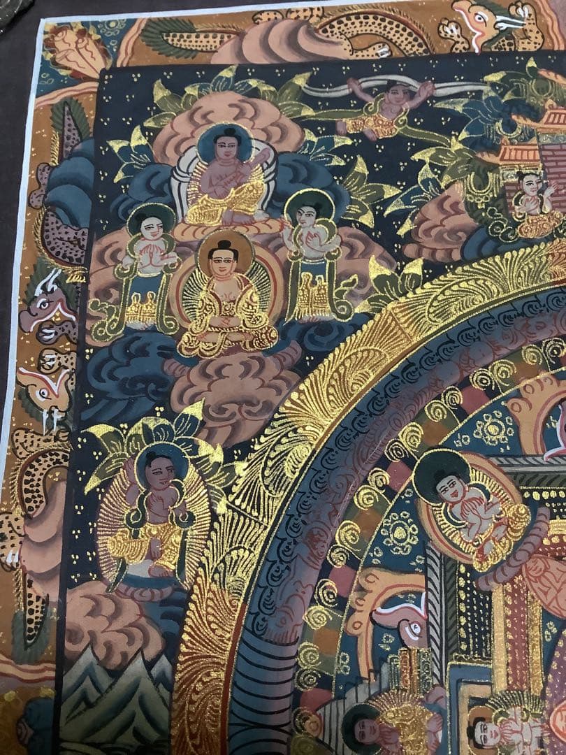 《 チベット密教　新品　1点物 》 手描き　曼荼羅　仏陀　釈迦　仏画　仏教　e2