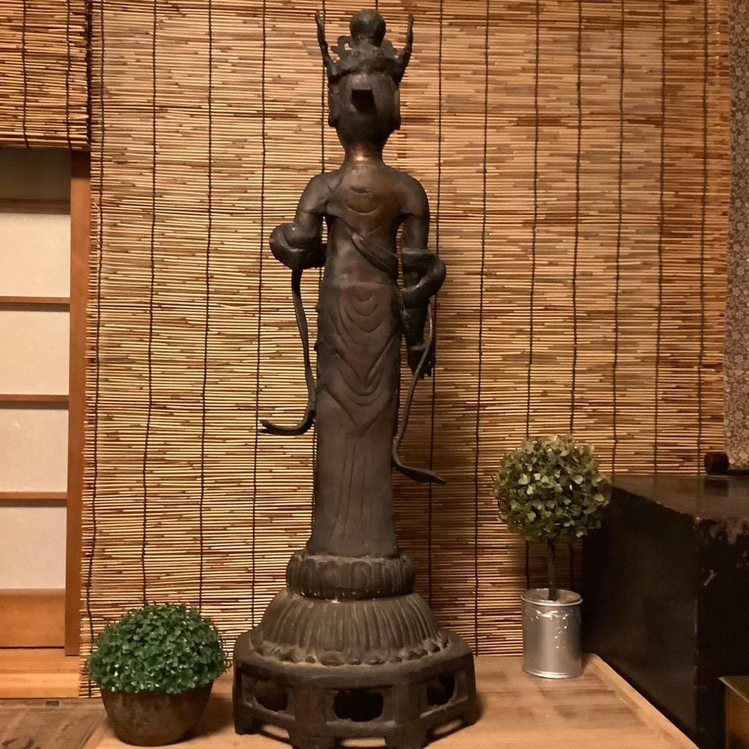 朝鮮・三国時代「百済・観世音菩像」高句麗・新羅・百済・天平・銅鉄・特大