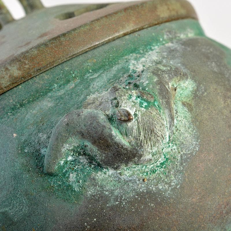 平安　秦蔵六造　青銅　鹿摘　霊芝三つ足香炉　共箱　M　R7402