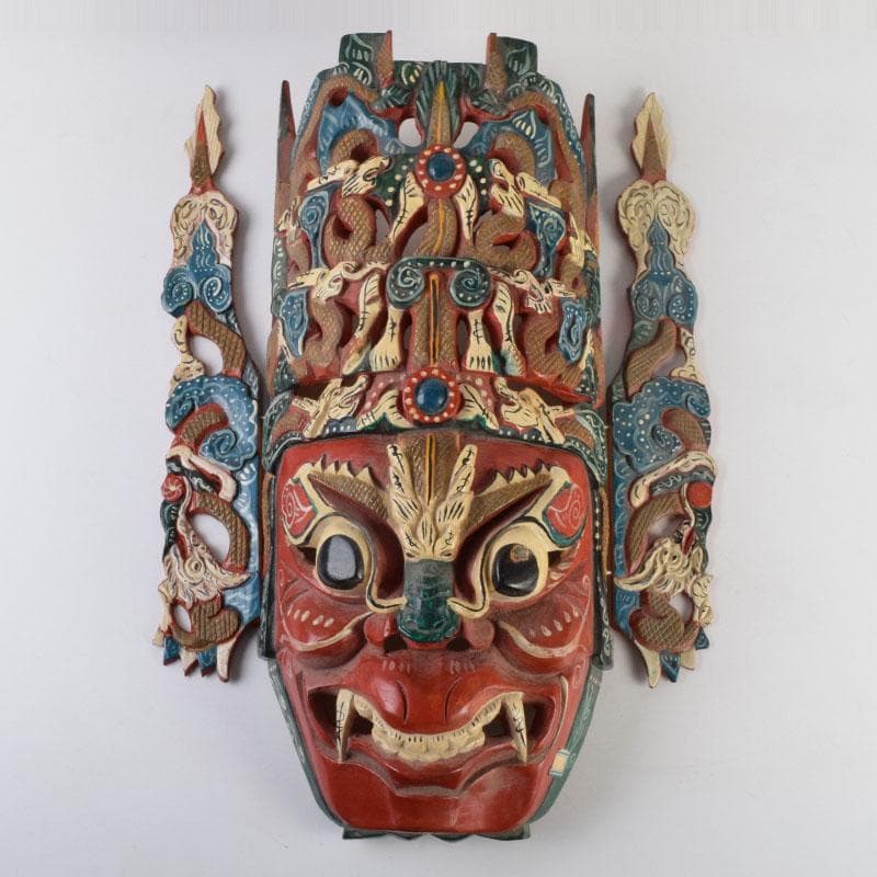 バリ島　インドネシア　彩色木彫　面　壁掛　N　9207A