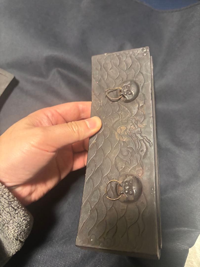 中国古美術品　神獣彫硯　雪浪金星硯　清の時代　高鳳翰