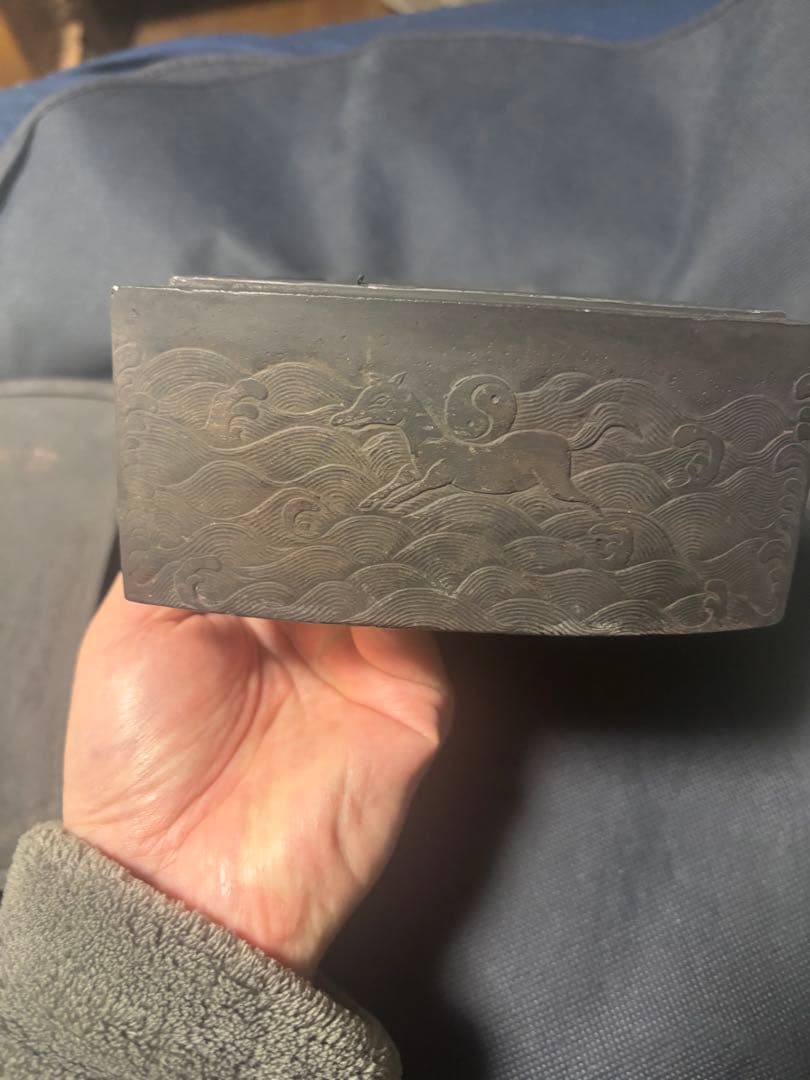 中国古美術品　神獣彫硯　雪浪金星硯　清の時代　高鳳翰