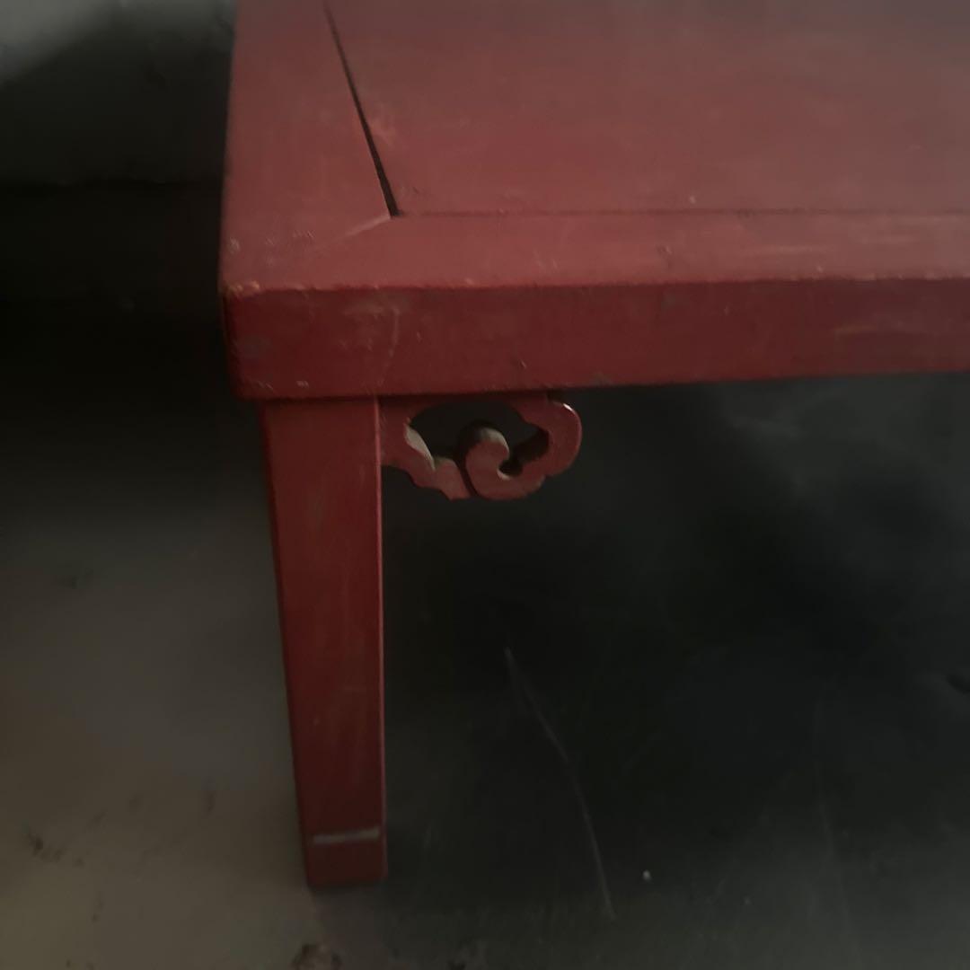 ヴィンテージ　赤い木製座卓　花台かもしれません