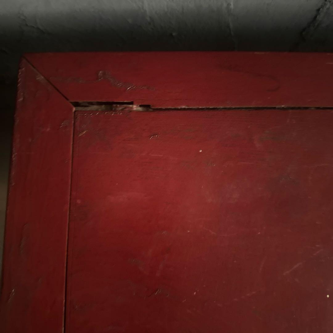 ヴィンテージ　赤い木製座卓　花台かもしれません