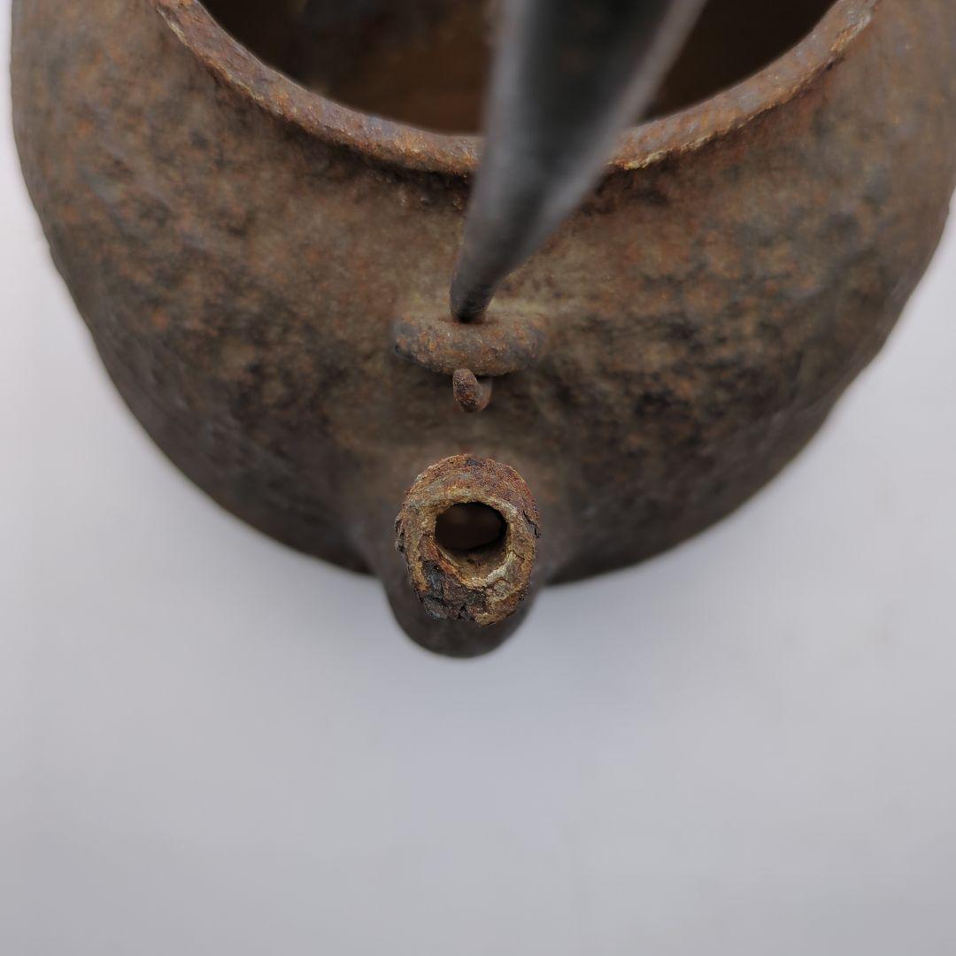 龍文堂造　安之介　造　鉄瓶　骨董品　時代物　名人　横在名　右読み　注ぎ口小