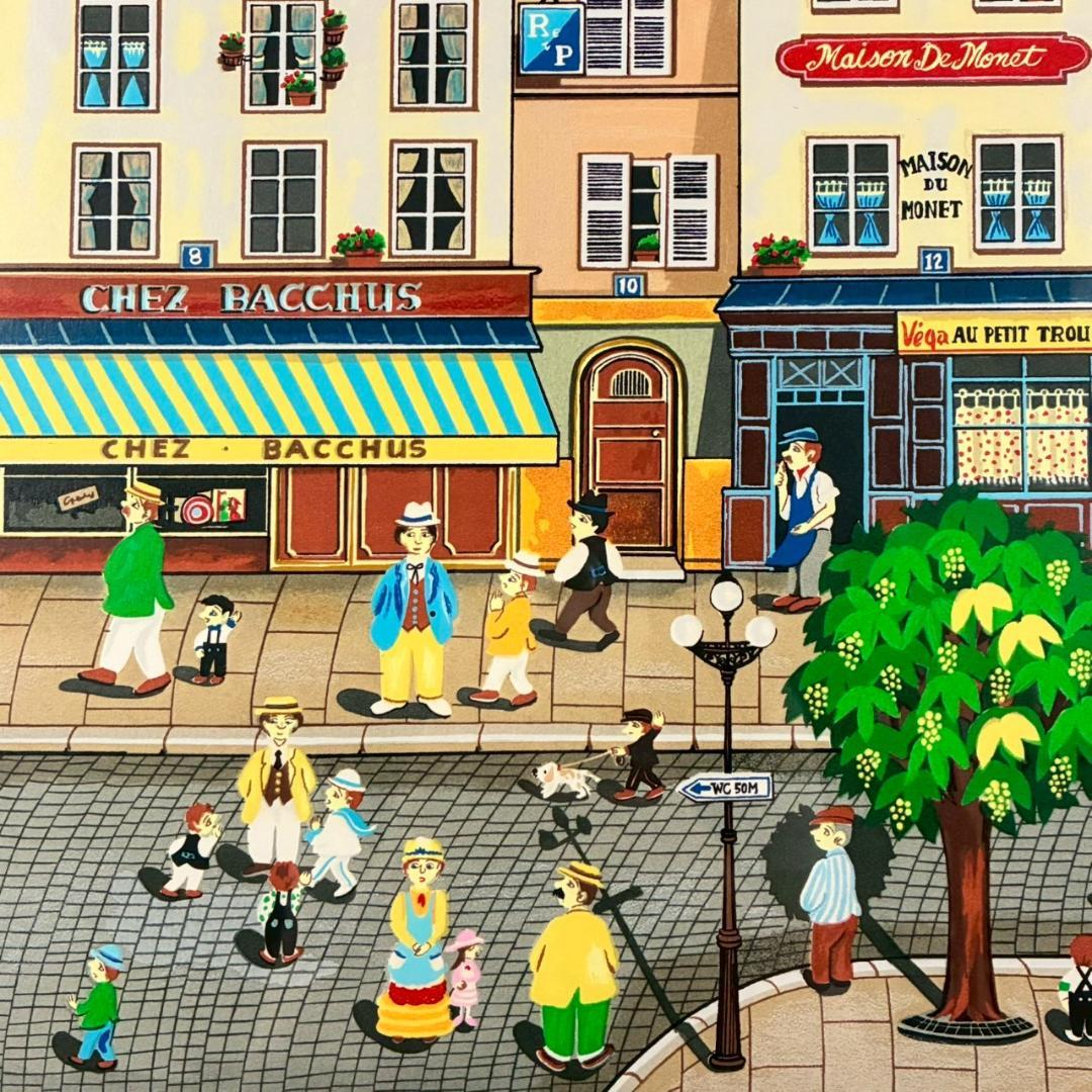 美品 ビン・カシワ「パリの夕暮れ」リトグラフ 直筆サイン入 額縁入 ヒロヤマガタ