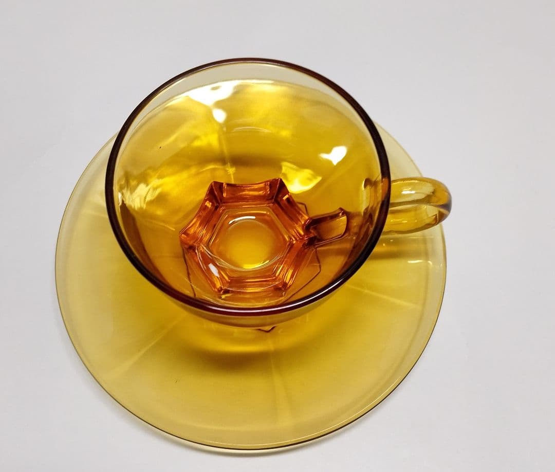 昭和中期 硝子六角形コーヒーカップ5点セット