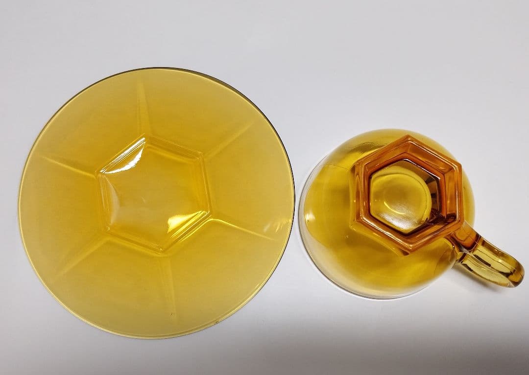 昭和中期 硝子六角形コーヒーカップ5点セット