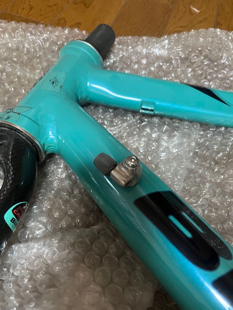 Bianchi ロードバイクフレーム 水色 カーボンフォーク 中古