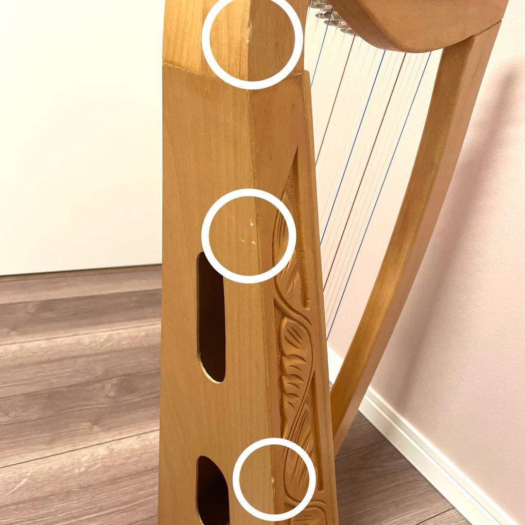 木製ハープ19弦 彫刻入り