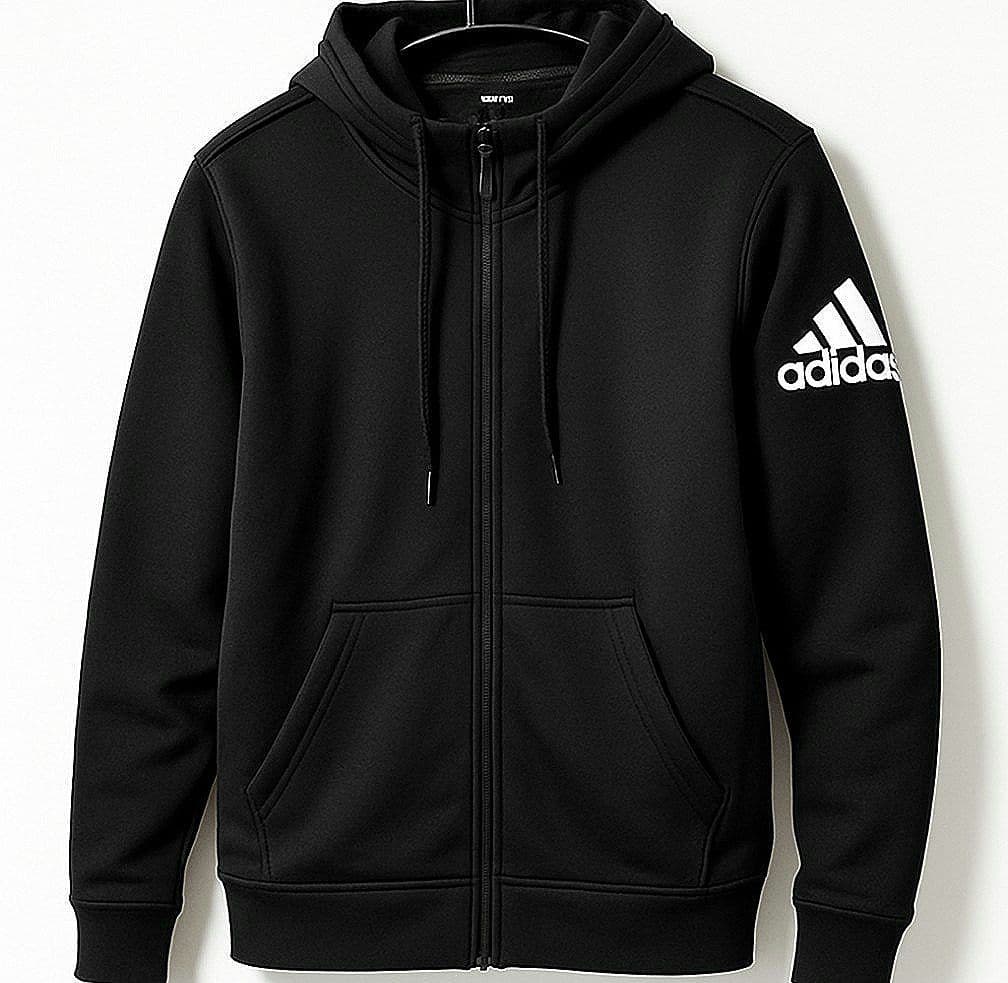 【adidas】 フルジップパーカー /ビッグロゴ Sサイズ 黒　 男女兼用