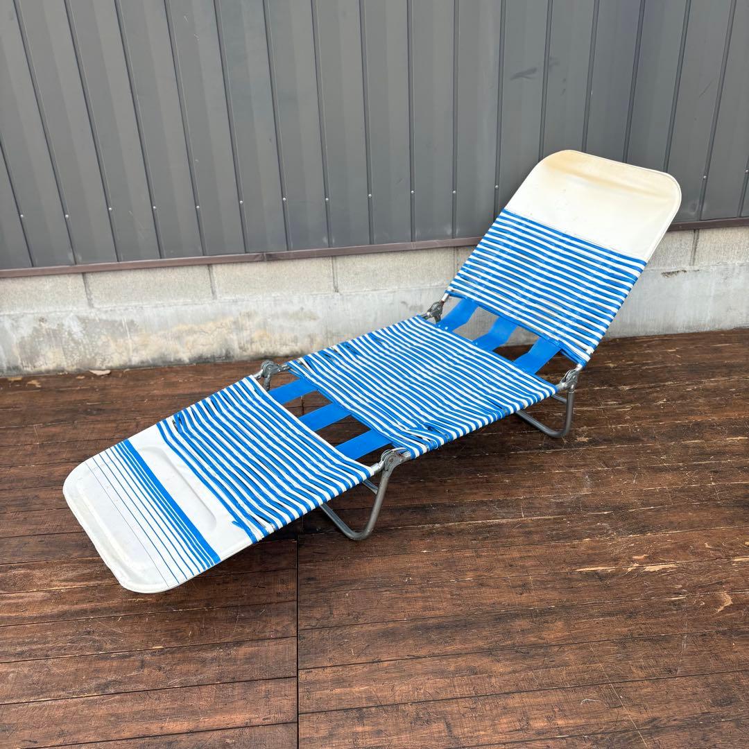 昭和レトロ ビーチチェア サマーベッド リクライニングチェア アウトドア ベンチ