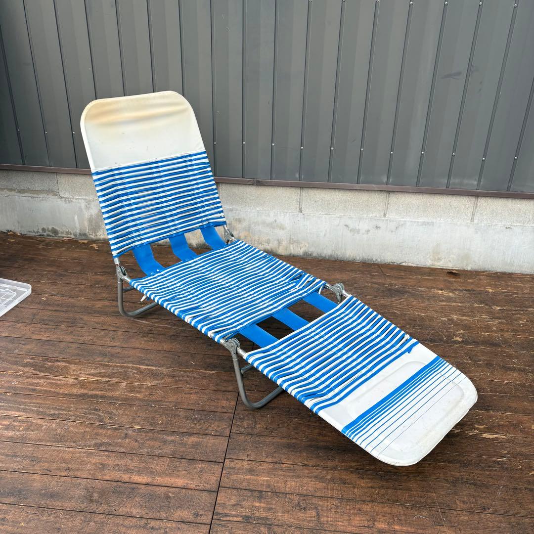昭和レトロ ビーチチェア サマーベッド リクライニングチェア アウトドア ベンチ