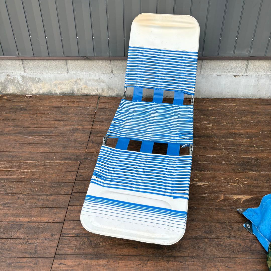昭和レトロ ビーチチェア サマーベッド リクライニングチェア アウトドア ベンチ
