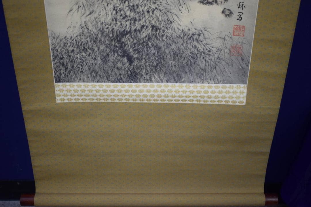 真作/上田萬秋/上田万秋/西行行脚図/布袋屋掛軸HH-837