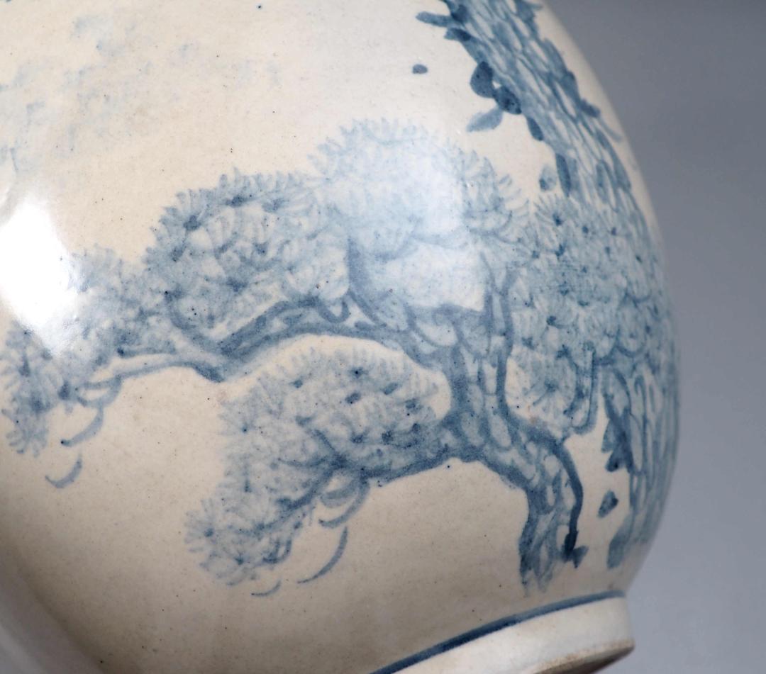 李朝青花壺 銘「秀定」　花瓶　朝鮮美術　青花　染付　骨董品　美術品