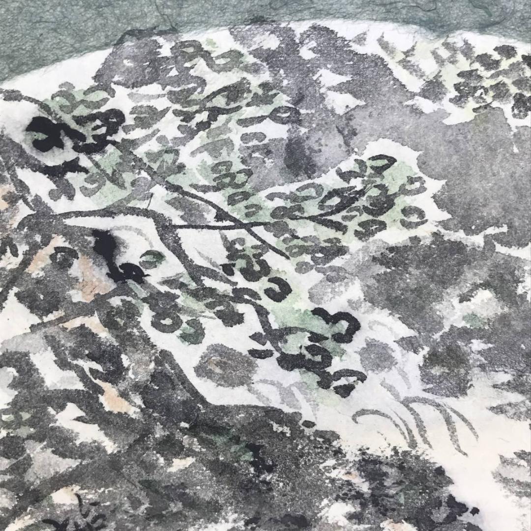 【真作】榊原始更/榊原紫峰（兄）/渓山図/山水図/扇面/掛軸☆宝船☆AD-553