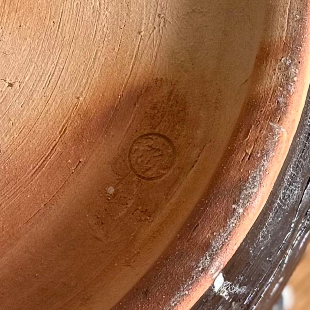 SNT1314 備前焼 裂紋 耳付火鉢 作家物 茶室の整理品 古道具 睡蓮鉢