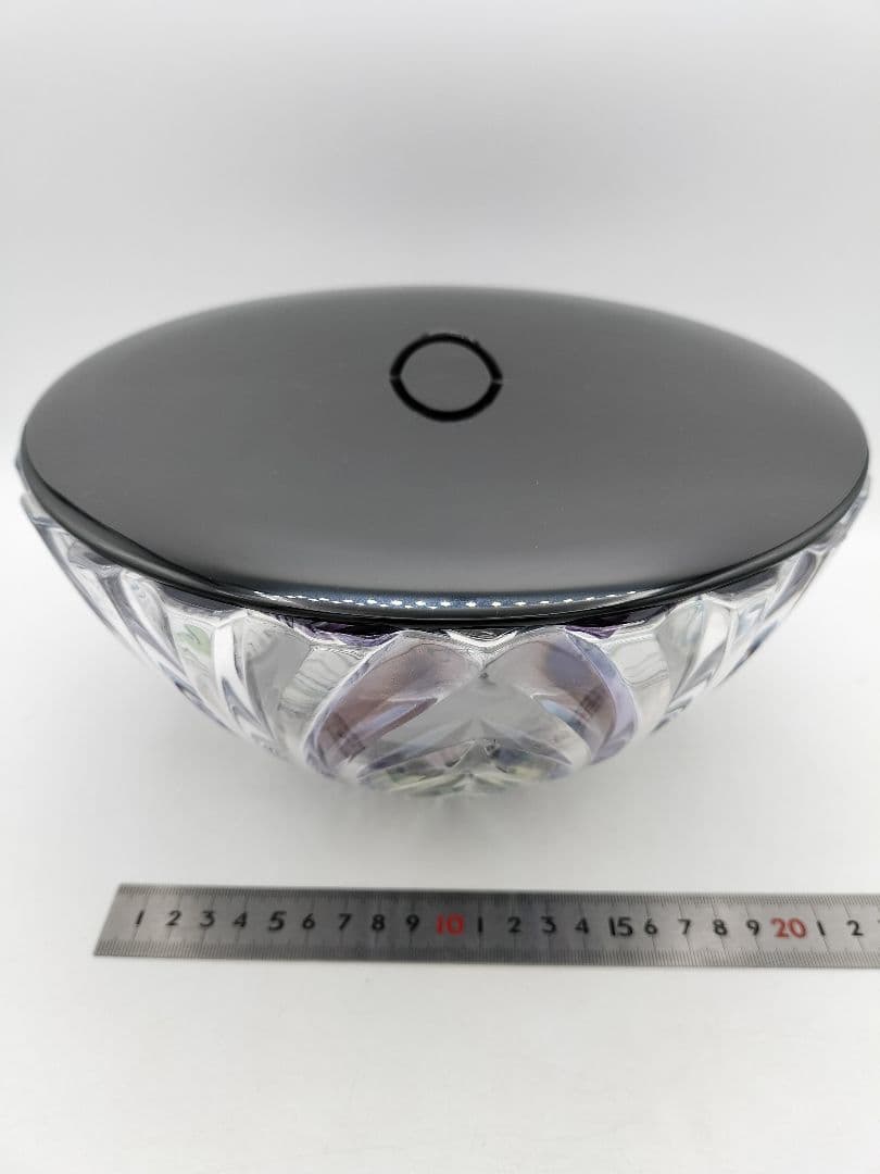 c681 平水指 ガラス 彩風紋 一文字塗蓋付 茶道具 古物