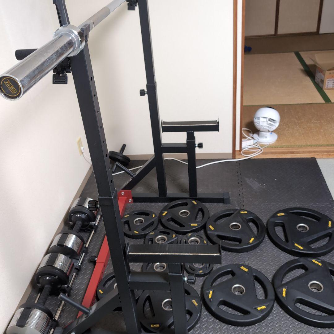 オリンピックシャフト バーベルラック ウエイトプレートセット　つくば市引取り希望