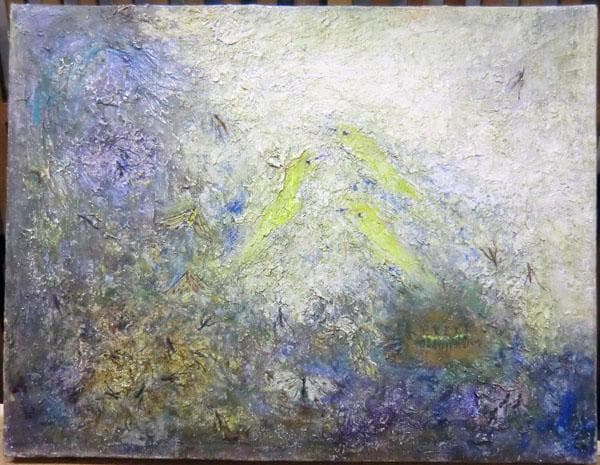 真作保証  藤本俊子　野原にて　◆　油絵　F6-5　北海道