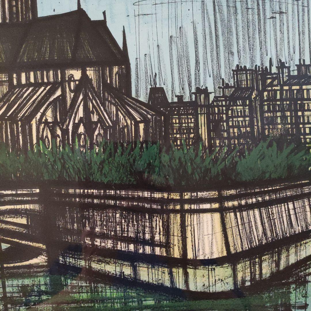 ベルナールビュッフェ　リトグラフ『レベッシュ公園』1968年製作、ウコン布＆共箱