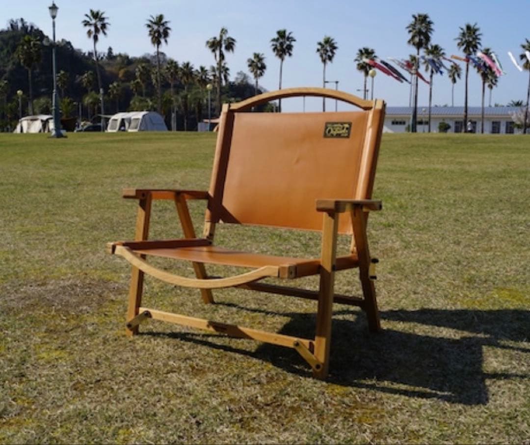 LOW　TYPE　OOPARTSチェア　オーク　座面革　折りたたみチェア