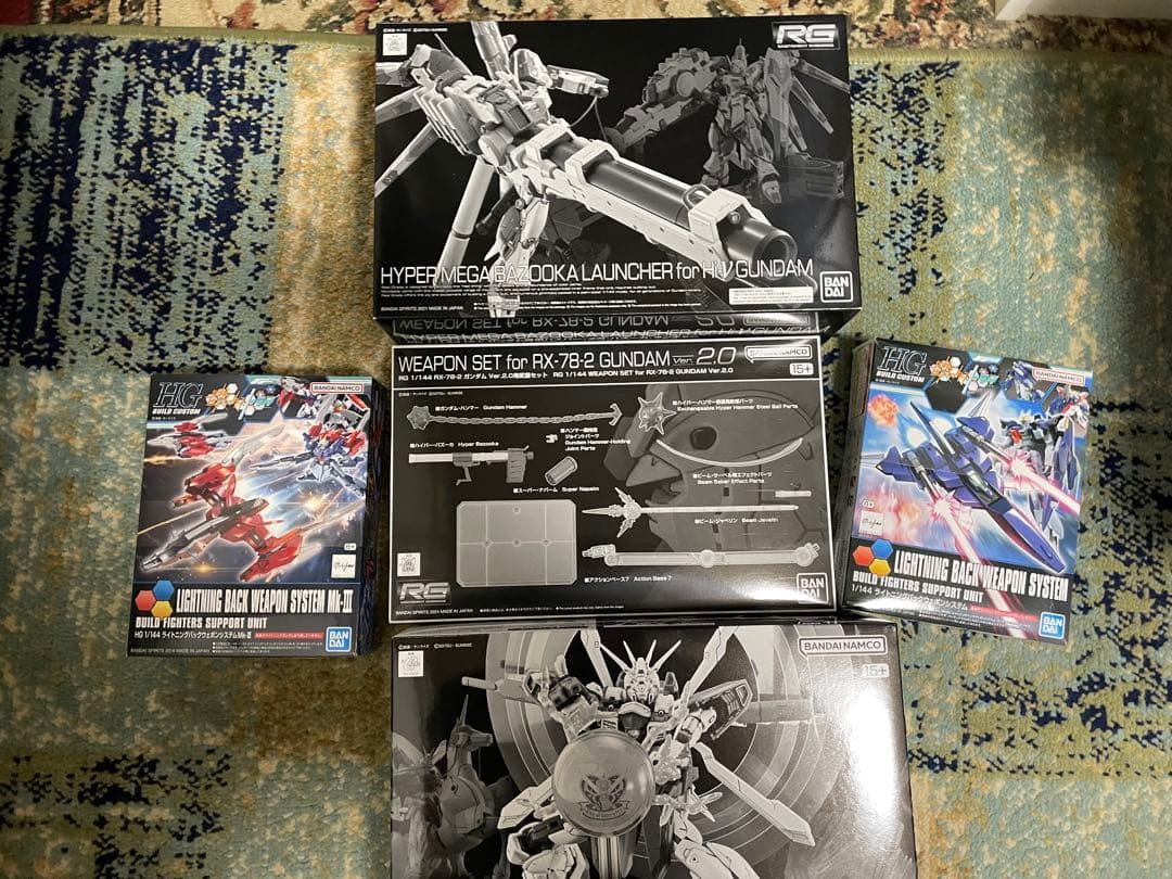 RG HG ガンプラセット　武器、ハイメガランチャー、風雲再起、ライトニング