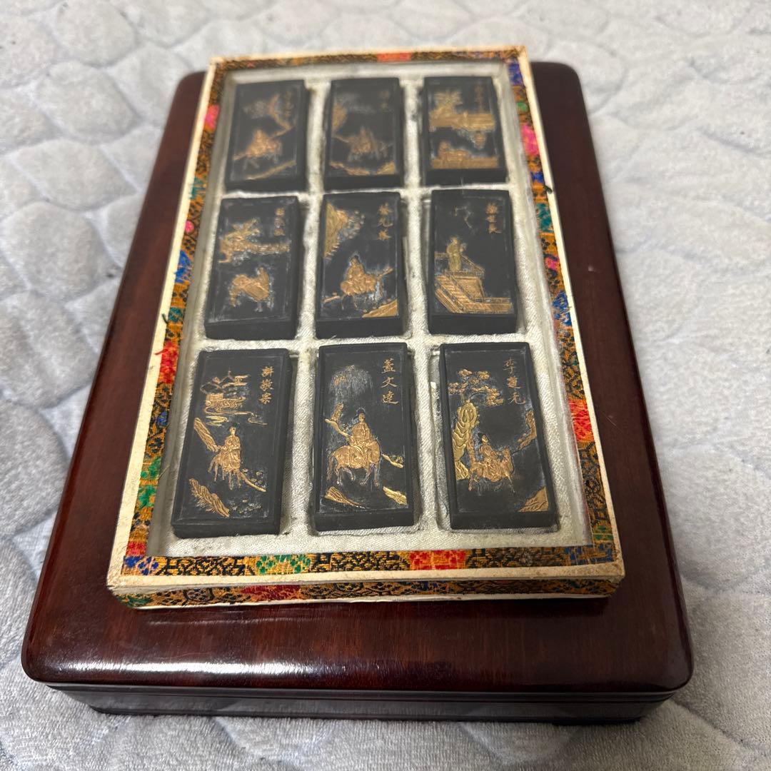 清墨 古墨 書道用具 書法 文房用具 紅木箱付き