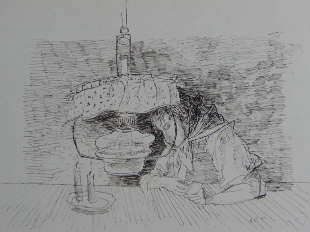 アロイス・カリジェ、【石油ランプの下の女】、希少画集画より、状態良好