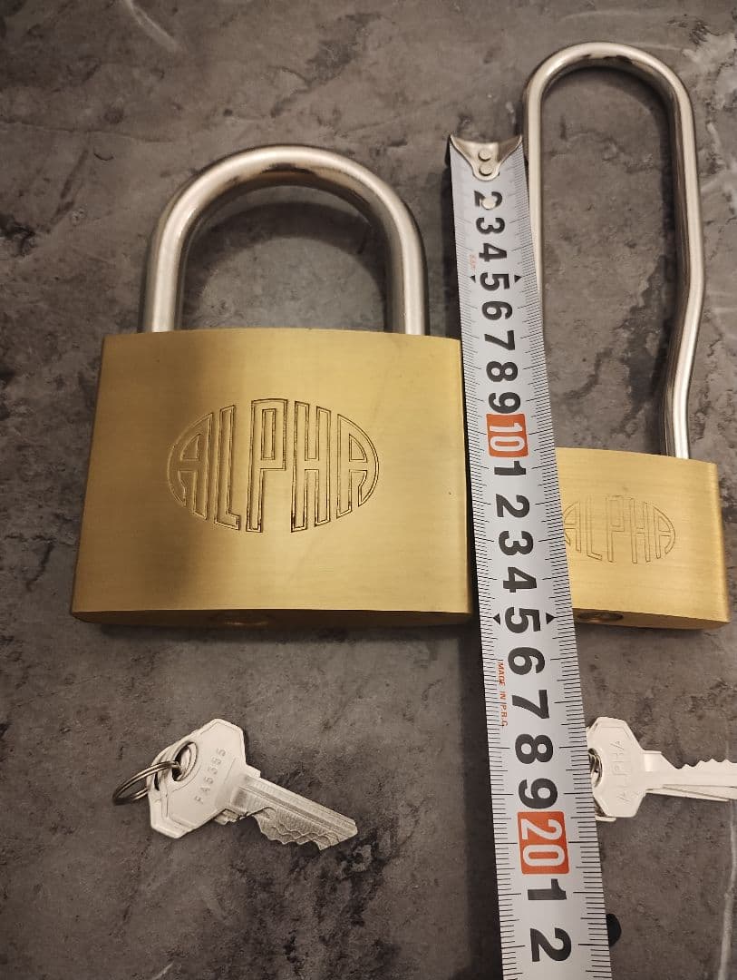 ALPHA 南京錠 ＮＯ.100mm・60mm 鍵3本付き