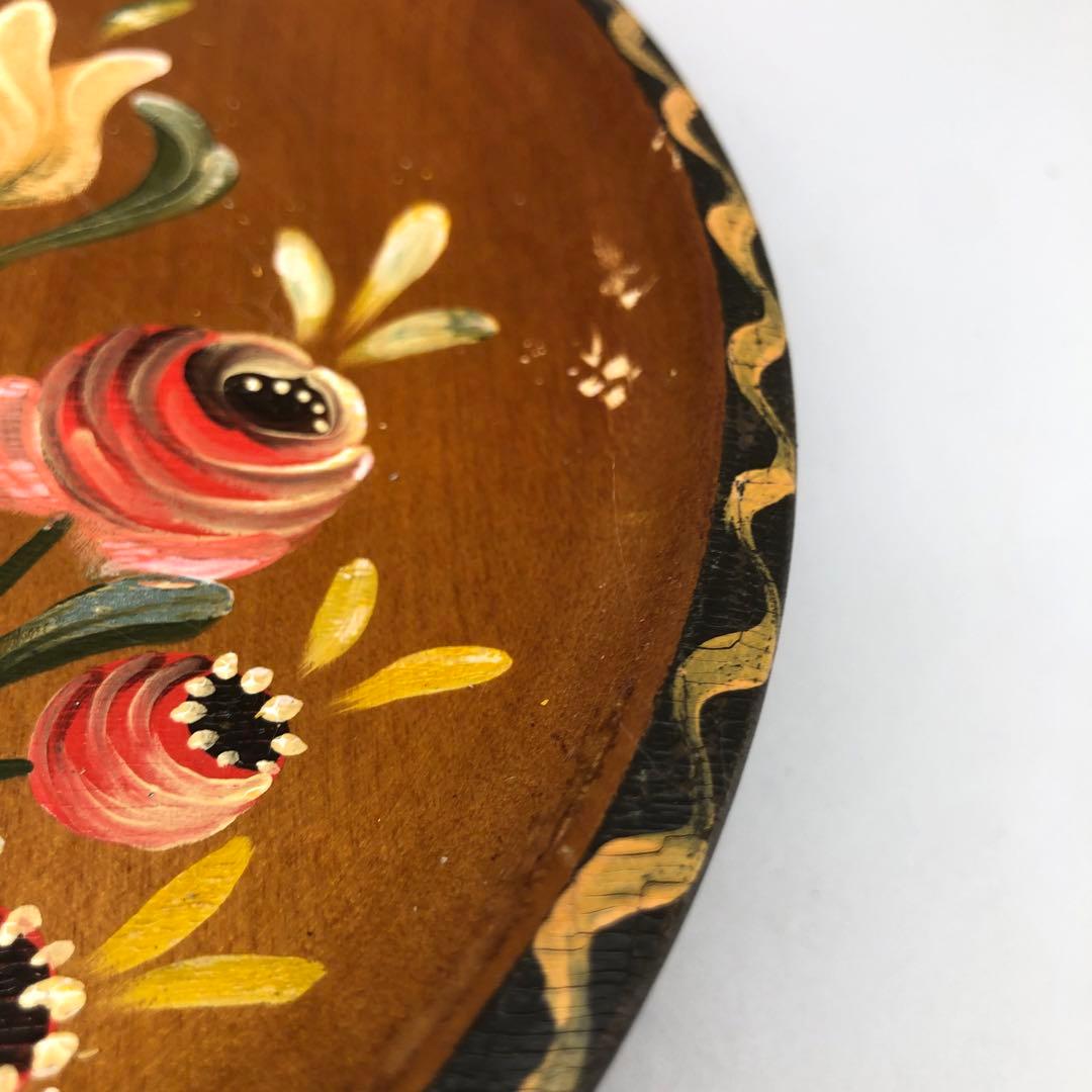 ノルウェー伝統装飾様式ローズマリングフラワー手描き飾り皿プレート民芸品２点セット