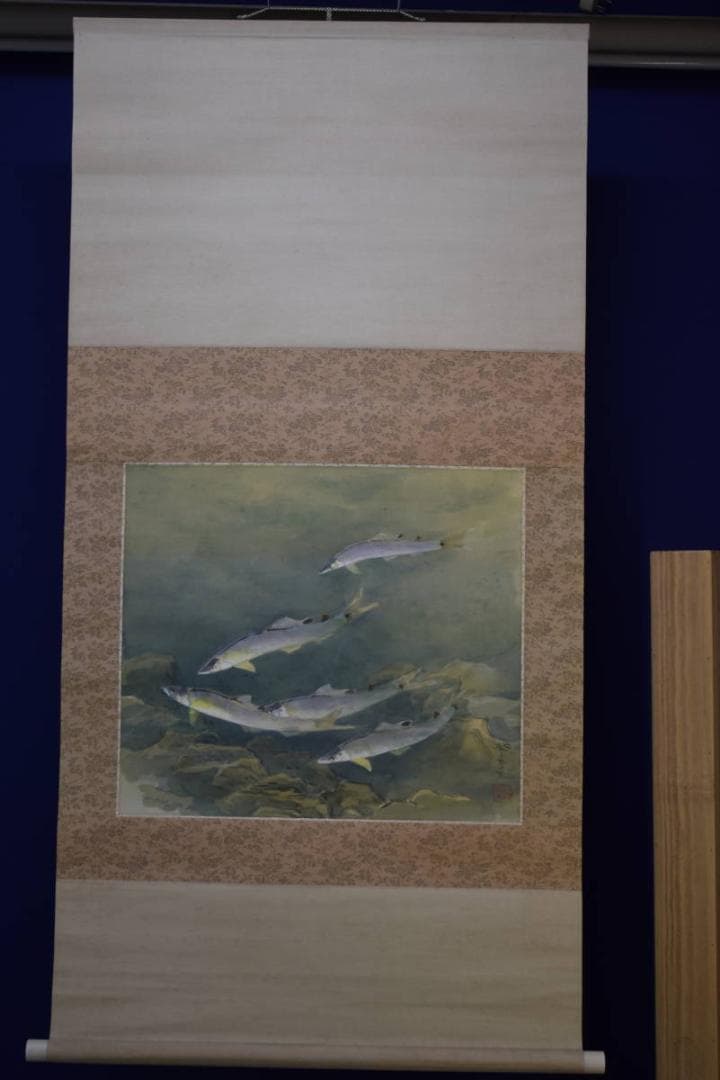 真作/華堂/鮎図/布袋屋掛軸HF-1000