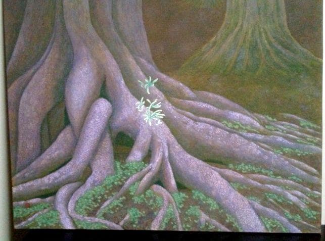 絵画　日本画　アルミ額付き　差し替え画　2枚付き