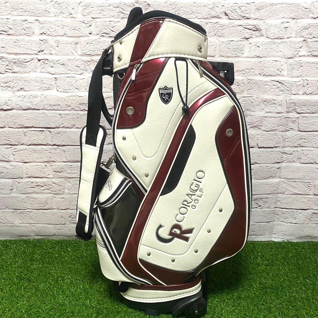 コラッジオ CORAGIO キャディバッグ 白 ホワイト レッド ゴルフバック
