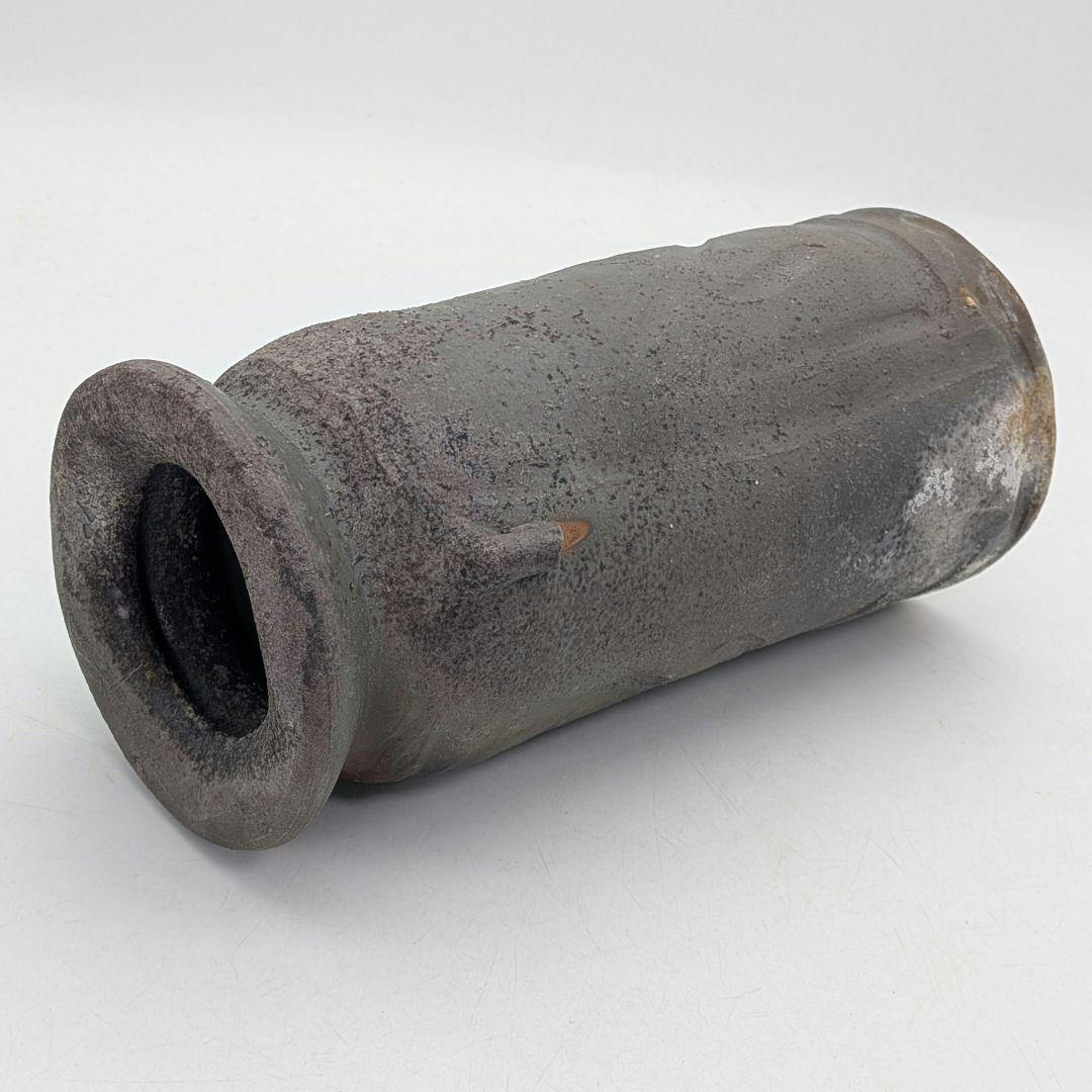 藤本道生 備前焼 窯変耳付花入 共箱共布栞 花器 フラワーベース 花瓶 花生